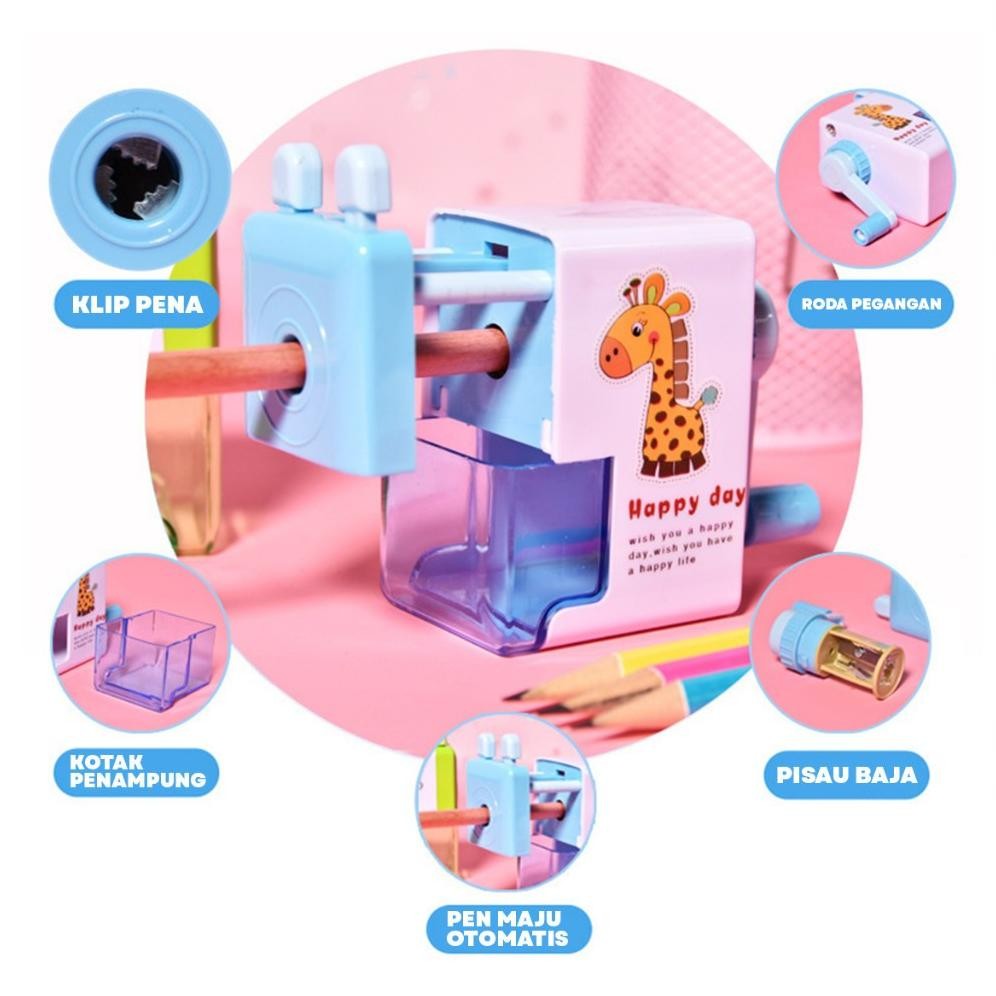 

Revolusioner Rautan Serutan Pensil Putar Gaya Kartun Sharpener Rautan Meja 4 Warna