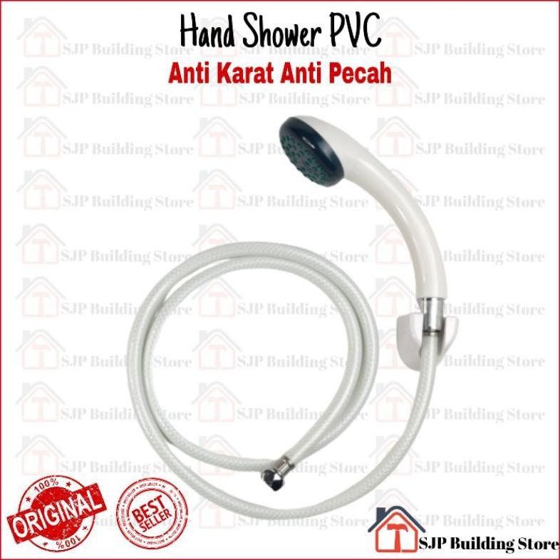 READY STOK Hand shower mandi PVC putih plastik kualitas bagus kuat awet air deras Siap kirim