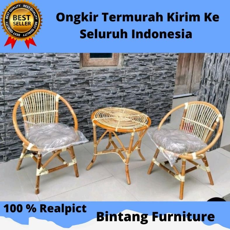 NEW Kursi Teras 1 Set Rotan Minimalis Kursi Tamu Kursi Santai Murah Free Bantal