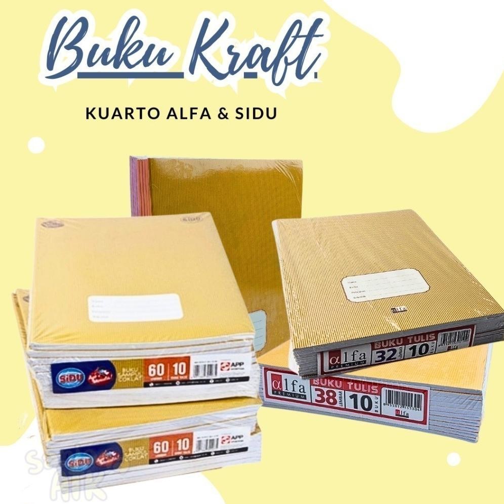 

Original (10Pcs) Buku Tulis Kraft Alfa / Buku Catatan Sekolah Sampul Coklat Alfa 32 & 38 Motif