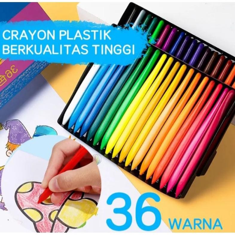 

Unik Krayon Plastik Tidak Megotori Tangan 12/24/36 Warna