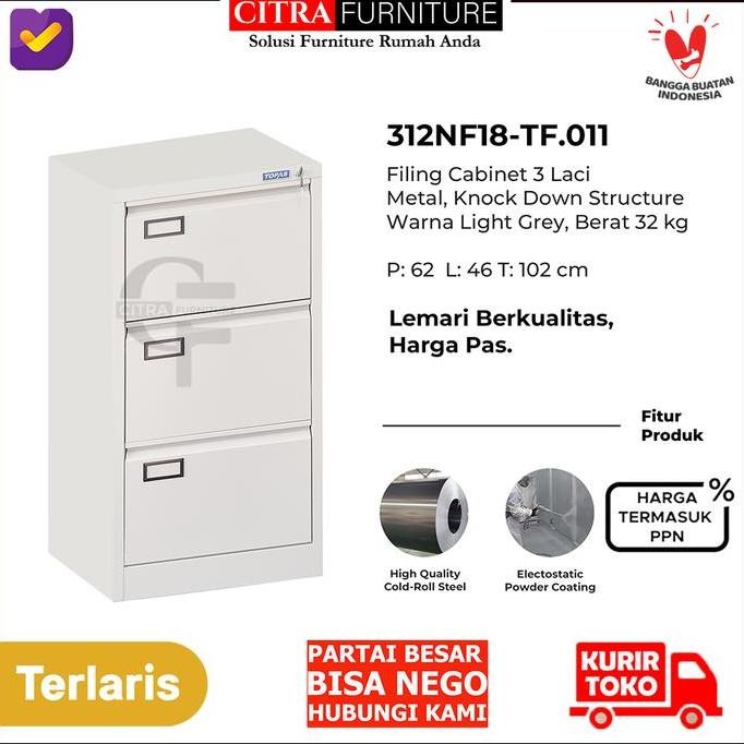 

DISKON TOPAS Filling Kabinet Besi 3 Susun Laci 18HC-DCS 002