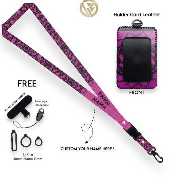 

BRG BARU Lanyard Craft SE Flower Series Holder ID Card Kulit Printing Grafir