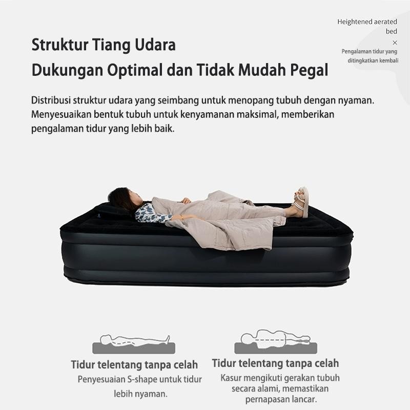 Kasur Angin Double Hitam/Tidur Kasur Angin Pompa Tiup Double Air Bed / Kasur Angin Termasuk Bantal K
