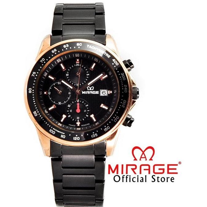 NEW Mirage Watch - PREMIUM COLLECTION MIRAGE MODEL TERBARU JAM TANGAN PRIA CHRONOGRAPH AKTIF HITAM R