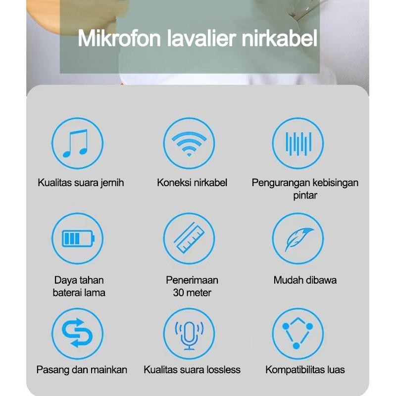 Mikrofon Kecil Rekaman Vlog Video Pendek/Mikrofon Rekaman Audio/Mikrofon Lavalier Nirkabel/Mikrofon 