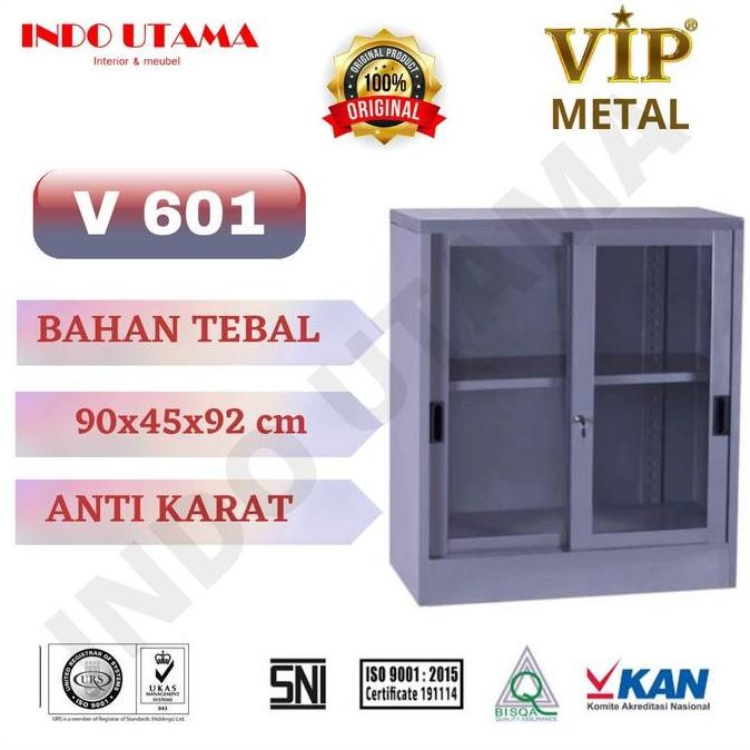 

SALE LEMARI BESI ARSIP PENDEK FILLING CABINET KANTOR KACA GESER VIP V 601