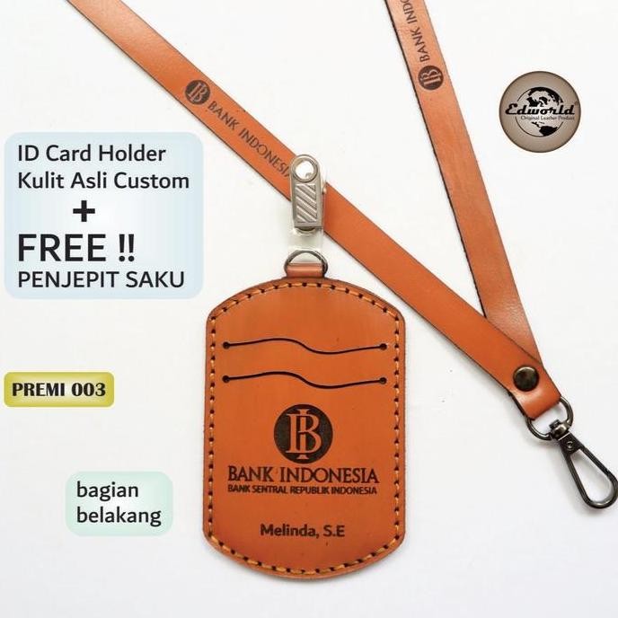 

MURAH Nametag Holder Oval Kulit Asli Custom + Free Penjepit Saku