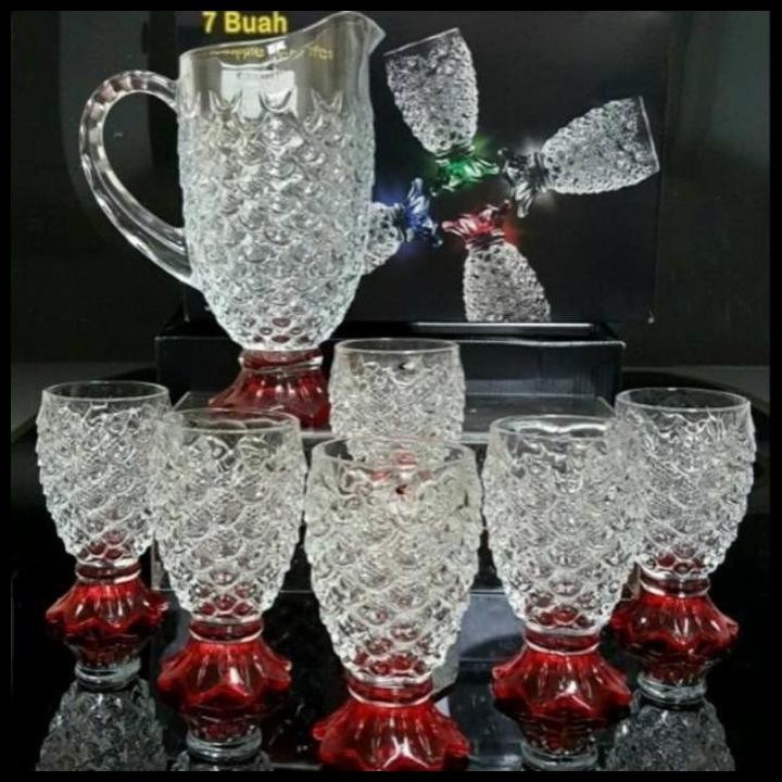 Vicenza Pineapple Pitcher Set Gelas Set Dan Teko Kaca Vgc089Kcw