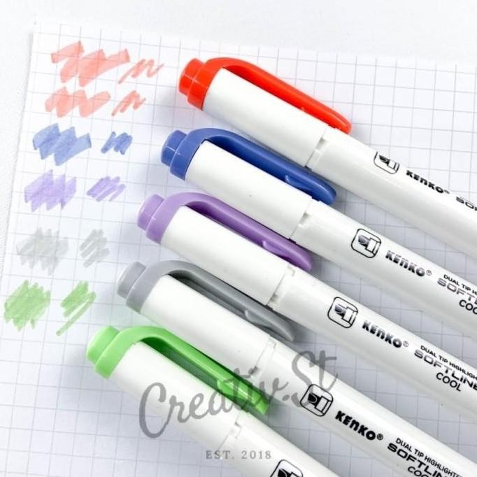 

New Collection !!! Kenko Softliner Penanda Halaman Highlighter Dual Tip Cool Friendly