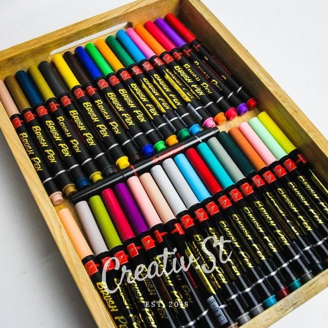 

Hot Promo !!! Snowman Brush Pen Brushpen Spidol Kaligrafi Full Set 36 Warna Bm-1