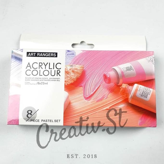 

Spot Barang !!! Art Rangers Cat Akrilik Lukis Pastel 8 Warna Set Acrylic Paint Set 22 Ml