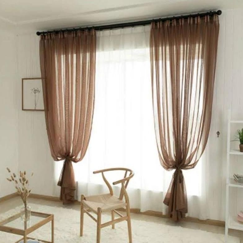 VITRASE GORDEN WARNA COKLAT MODEL CANTOLAN TIRAI LAPISAN PINTU JENDELA