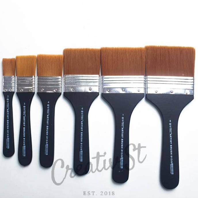 

Spot Barang !!! V-Tec Kuas Lukis Lebar 813 Short Black Art Brush