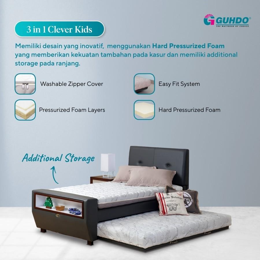 Springbed Guhdo 3In1 Clever Kids Full Set Kasur Spring Bed Matras Anak
