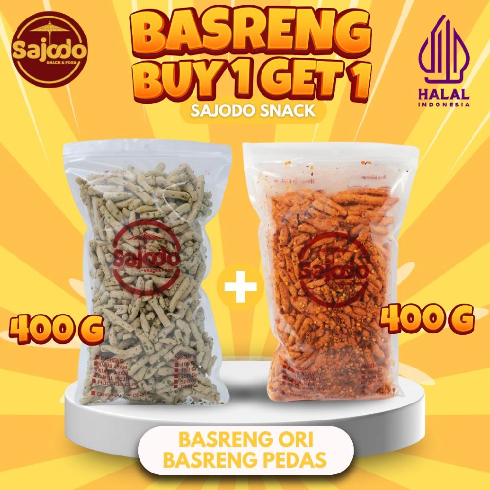 

TERMURAH (Buy 1 Get 1) Basreng Pedas 400 Gr Gratis Basreng Ori 400 Gr Sajodo Snack & Food Cemilan Makanan Siap kirim