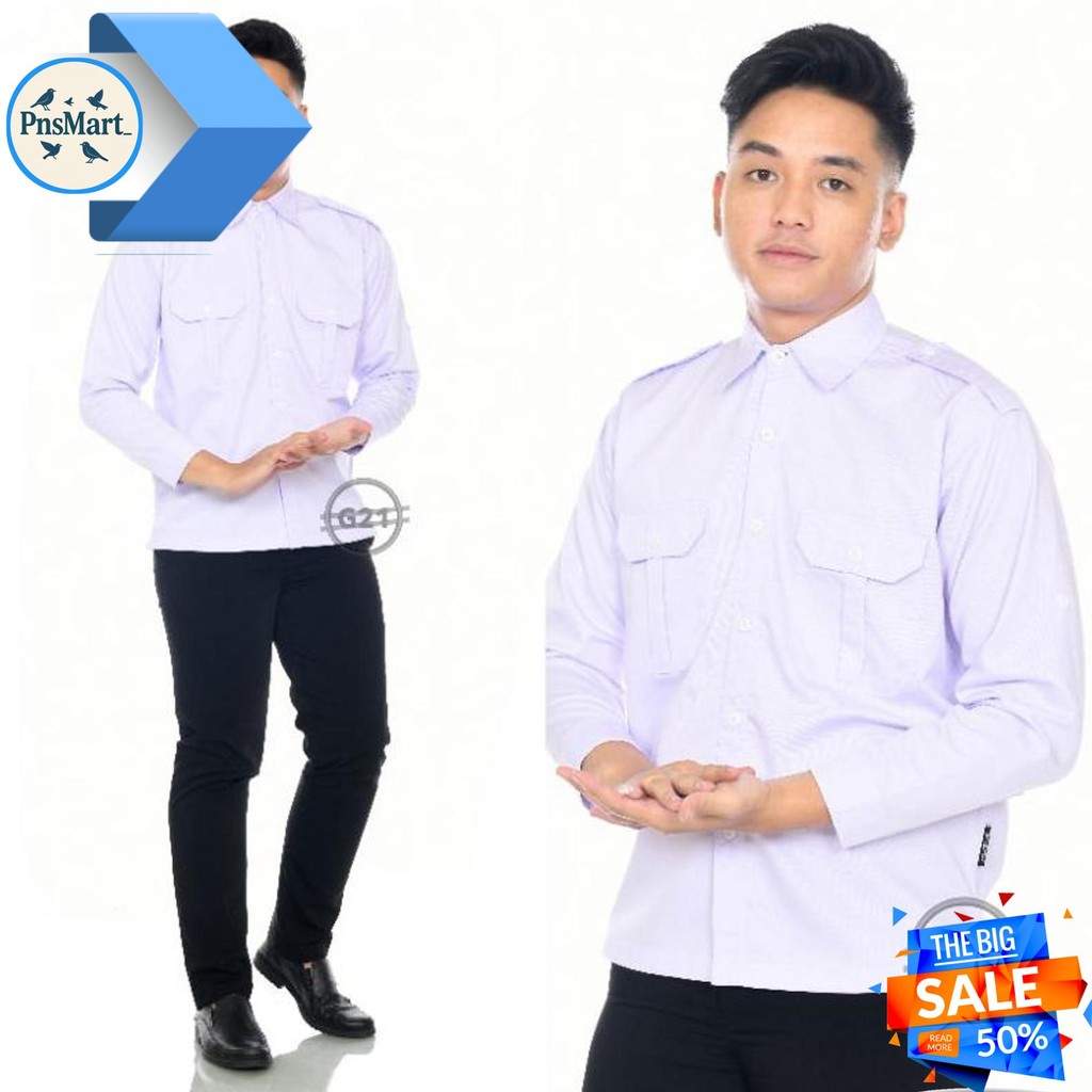 KEMEJA PDH PDL PNS PUTIH HITAM PRIA LENGAN PANJANG KERJA KANTOR BAHAN KATUN DRILL