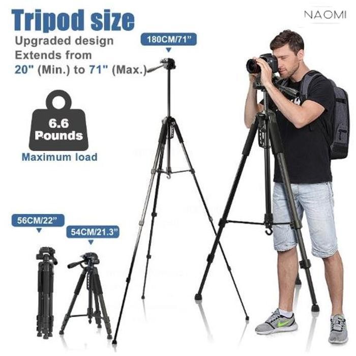 Baru Smartcom ~ T180 Premium Tripod For Camera Dslr Mirrorless Lighting Hp 180Cm Kokoh