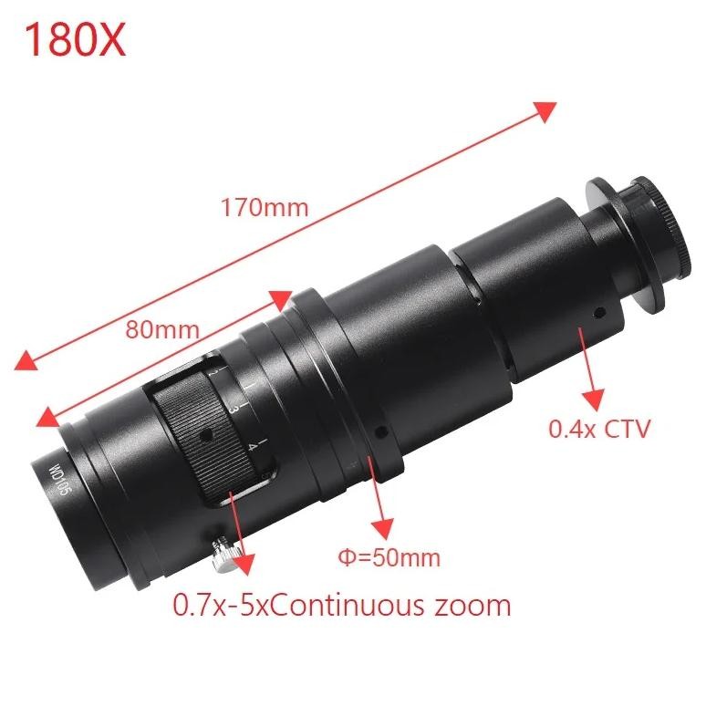 0.7X-5X Magnification C-Mount Objective Zoom Lens 180X 120X Parfocal Lens for Microscope Camera Elec