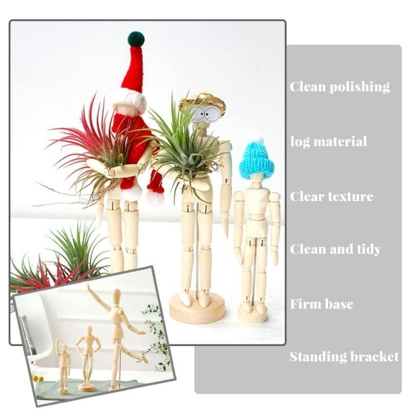 14/20Cm Manekin Kayu Full Body Adjustable Manekin Kayu Mini Kayu Manekin Dekorasi Rumah Estetik Mini