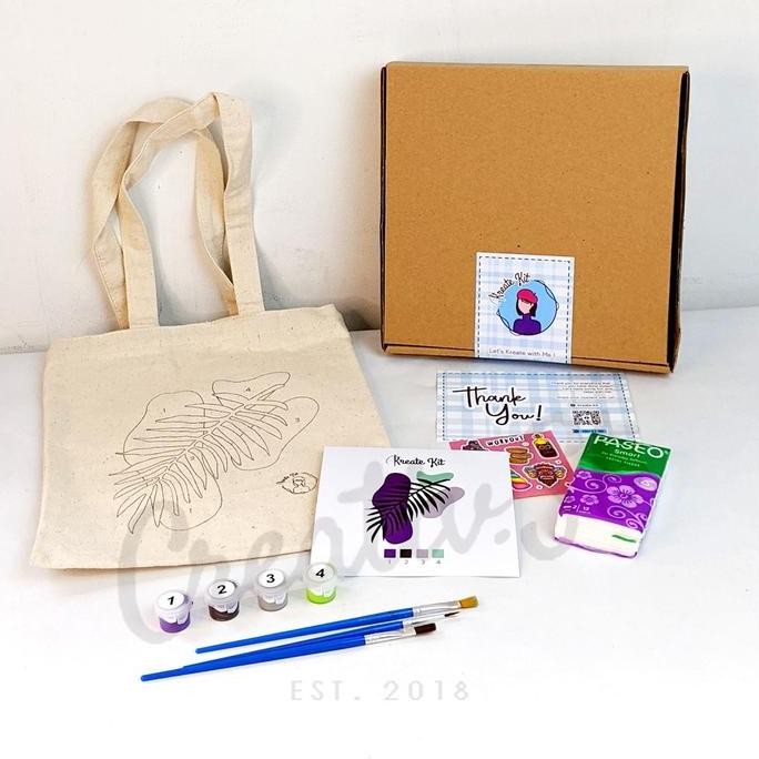 

New Arrival !!! Kreate Kit Paint By Numbers Canvas Bag Special Tas Lukis Motif Flora Fauna Kreate Kit Diy Painting Kit Canvas Kanvas Lukis