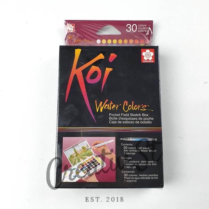 

New Stock 2025 !!! Sakura Koi Watercolor 30 Pocket Field Sketch Box Cat Air Padat