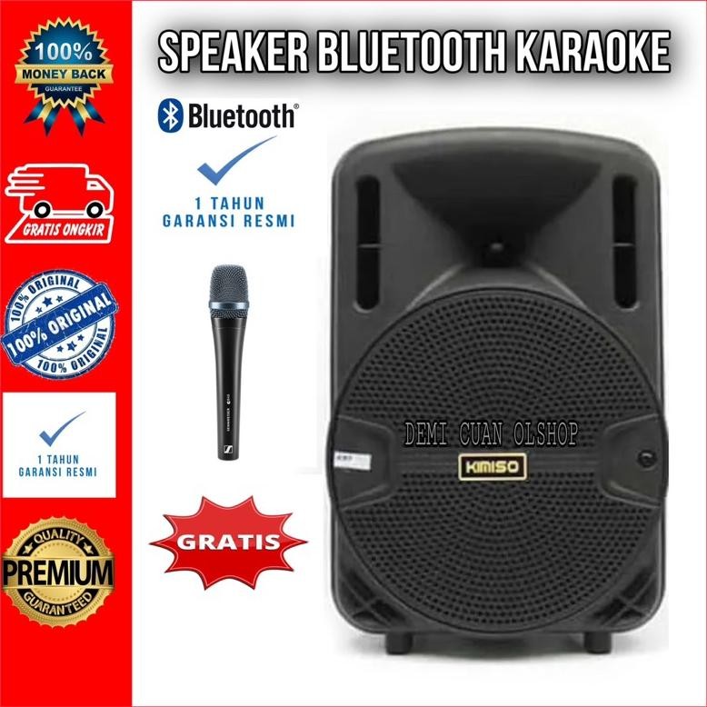 ''Terlaris" Speaker Bluetooth Karaoke Ukuran Besar Free Mic Full Bass Kimiso / Salon Bluetooth Karao
