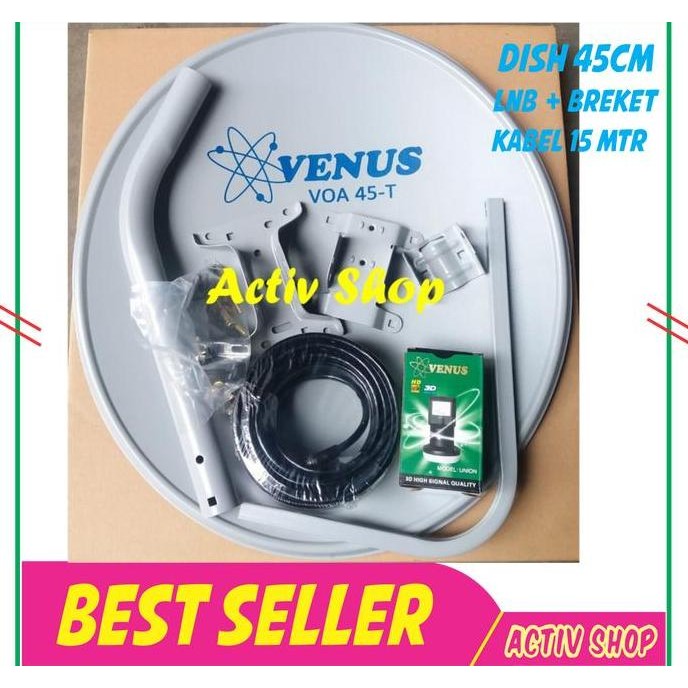 PAKET PARABOLA MINI / NINMEDIA VENUS VOA 45CM SM + LNB + KABEL 15M