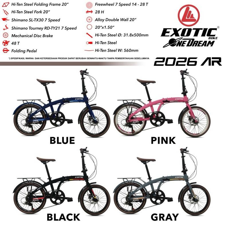 Sepeda Lipat Exotic 2026 AR 20" Boncengan & Spakbor