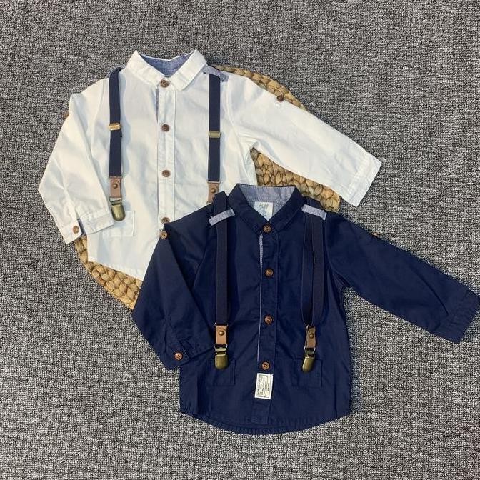 Murah Kemeja Bayi Laki Laki / Anak Cowok Putih Import & Suspender Branded