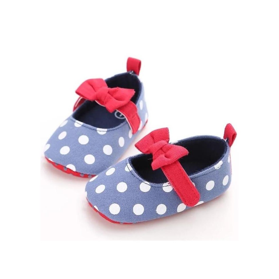 Grosir Eve Sepatu Bayi Sppolkadotdenimmerah