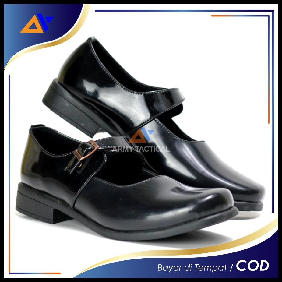 SEPATU WANITA MOXXER PANTOFEL PASKIBRA HEELS PANTOPEL FORMAL CEWEK SEKOLAH HITAM MENGKILAP OXFORD