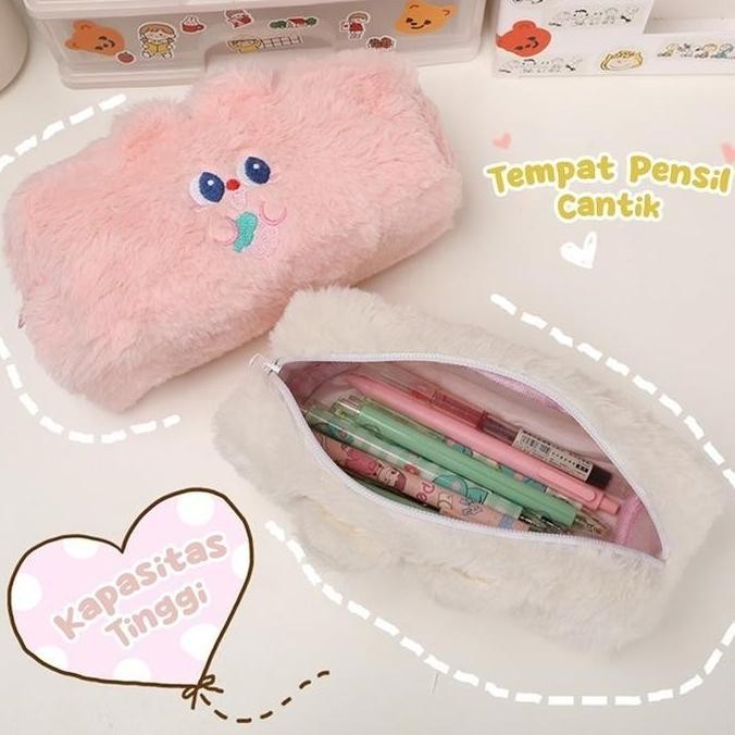 

new !!! Tas pena bulu lembut lucu/alat tulis anak perempuan/tas kosmetik kecil/tas pensil bordir kartun Stationery murah