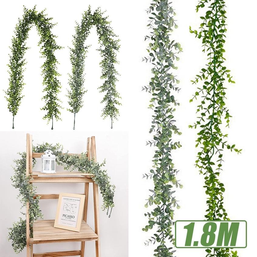 Premium Daun Eucalyptus Rambat Daun Plastik Artificial Dekor Dekorasi Rumah Vine Daun Rambat Artific