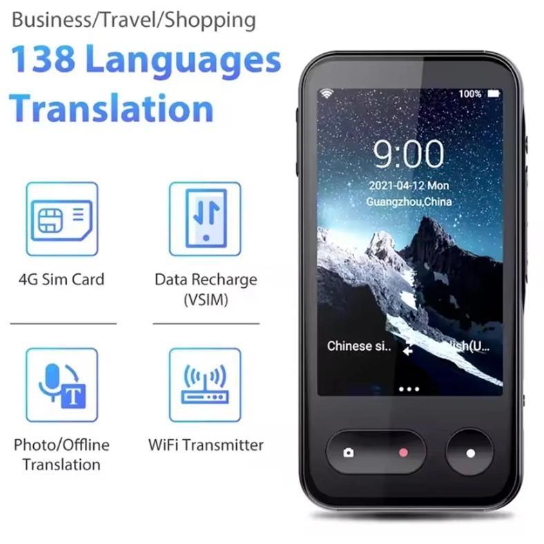 

4.0-inch touch screen WiFi language translation. T7 Upgrade 4G Intelligent Voice Translation - 138 language support