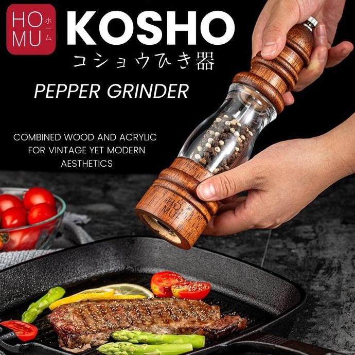 

Terlaris Homu Kosho Pepper Grinder Mill Vintage Wood Acrylic Botol Lada Merica Dapur Kayu