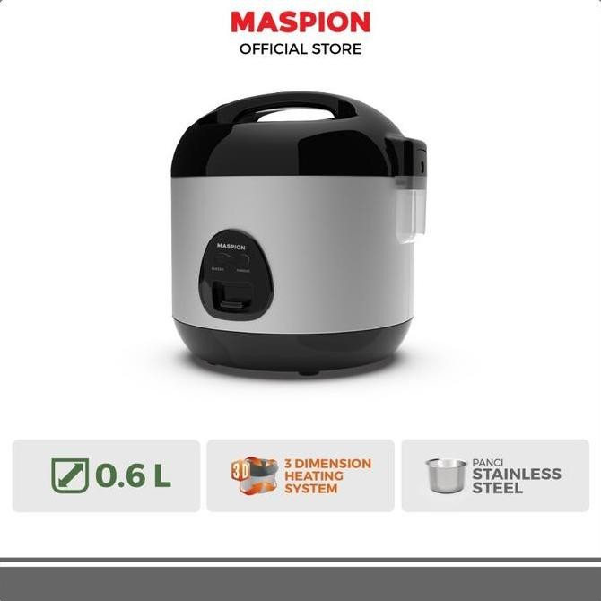 TERMURAH - Rice Cooker Maspion MRJ 0623 BSS Panci Stainless 0,6 Liter Magic Com Penanak Nasi Warmer 