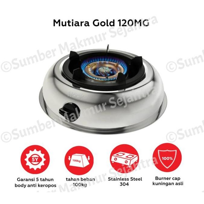Tersedia Kompor Gas Stainless Hock Mutiara Gold 1 tungku - KGB 20MG