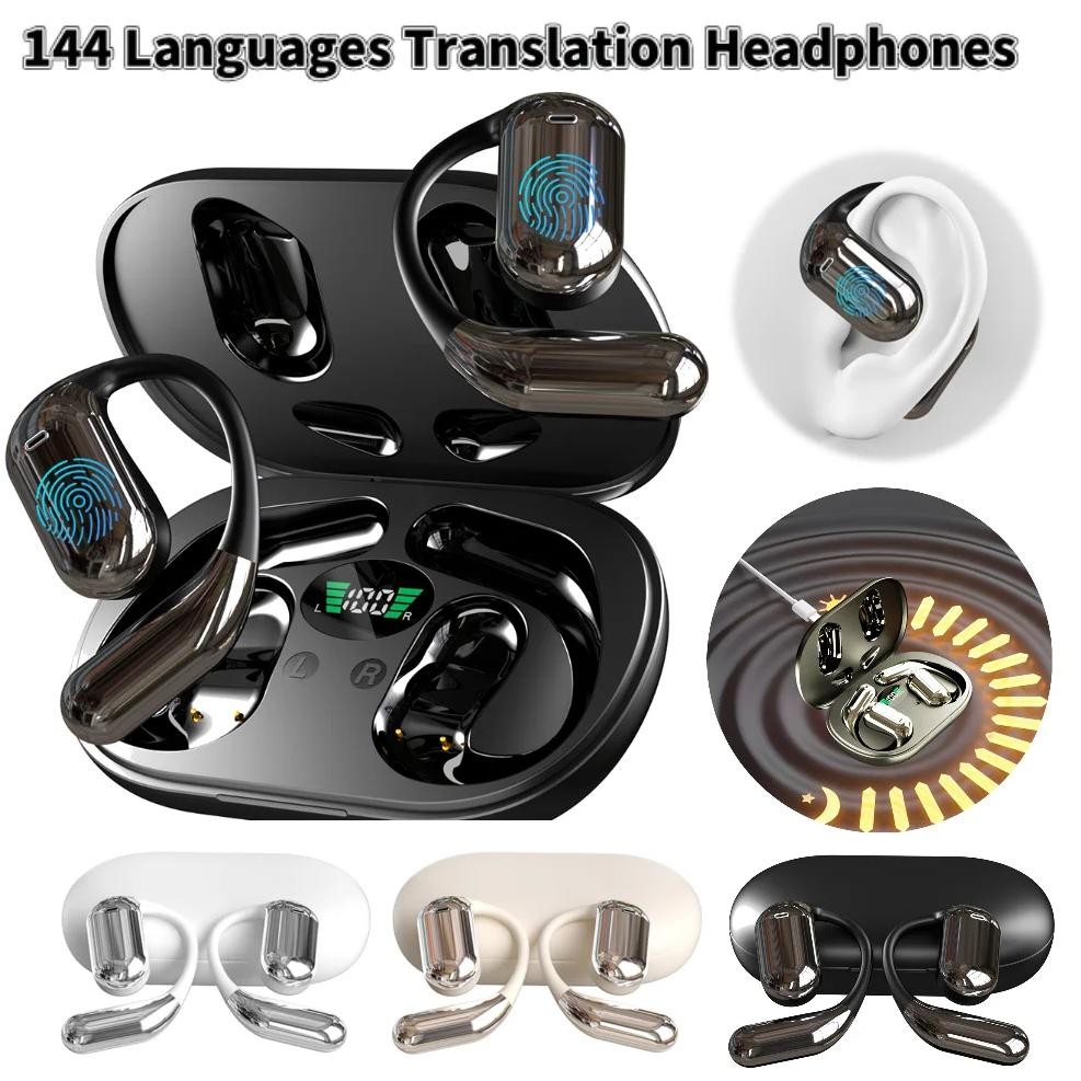 

Wireless BT Language Translator Earbuds 144 Languages Ai Translating Earbuds Headphones 3-in-1 for Travel Business Learning