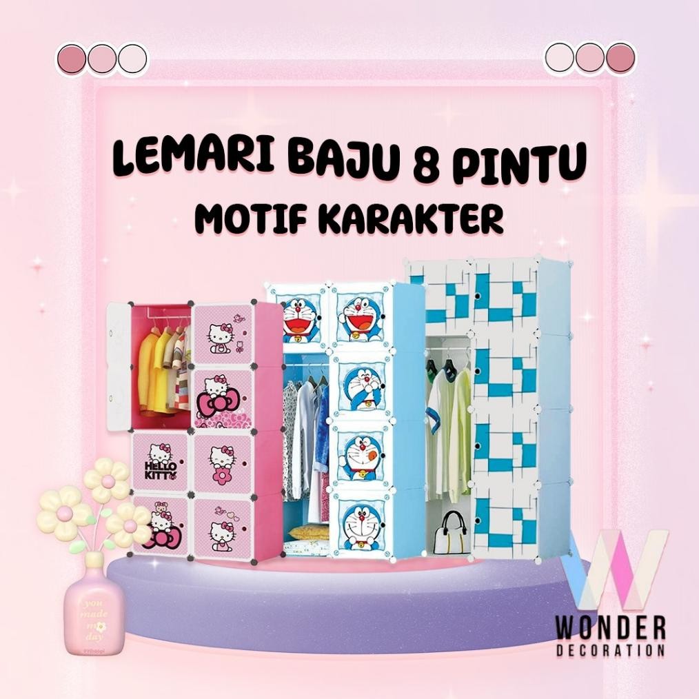 Lemari Pakaian 8 Pintu Lemari Plastik 8 Pintu Lemari Karakter Lemari Motif Karakter -Wonderdekorasi