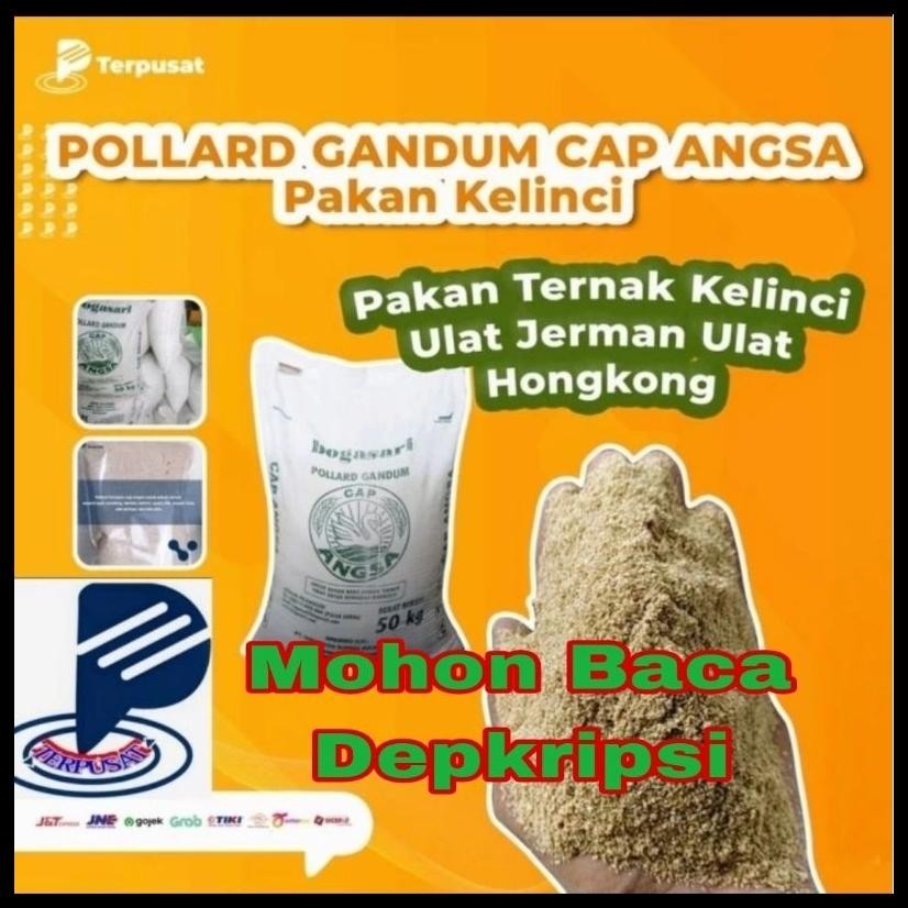 PERKARUNG/ 50KG (JAHITAN PABRIK) POLLARD GANDUM CAP ANGSA MAKANAN TERNAK PAKAN TERNAK POLAR