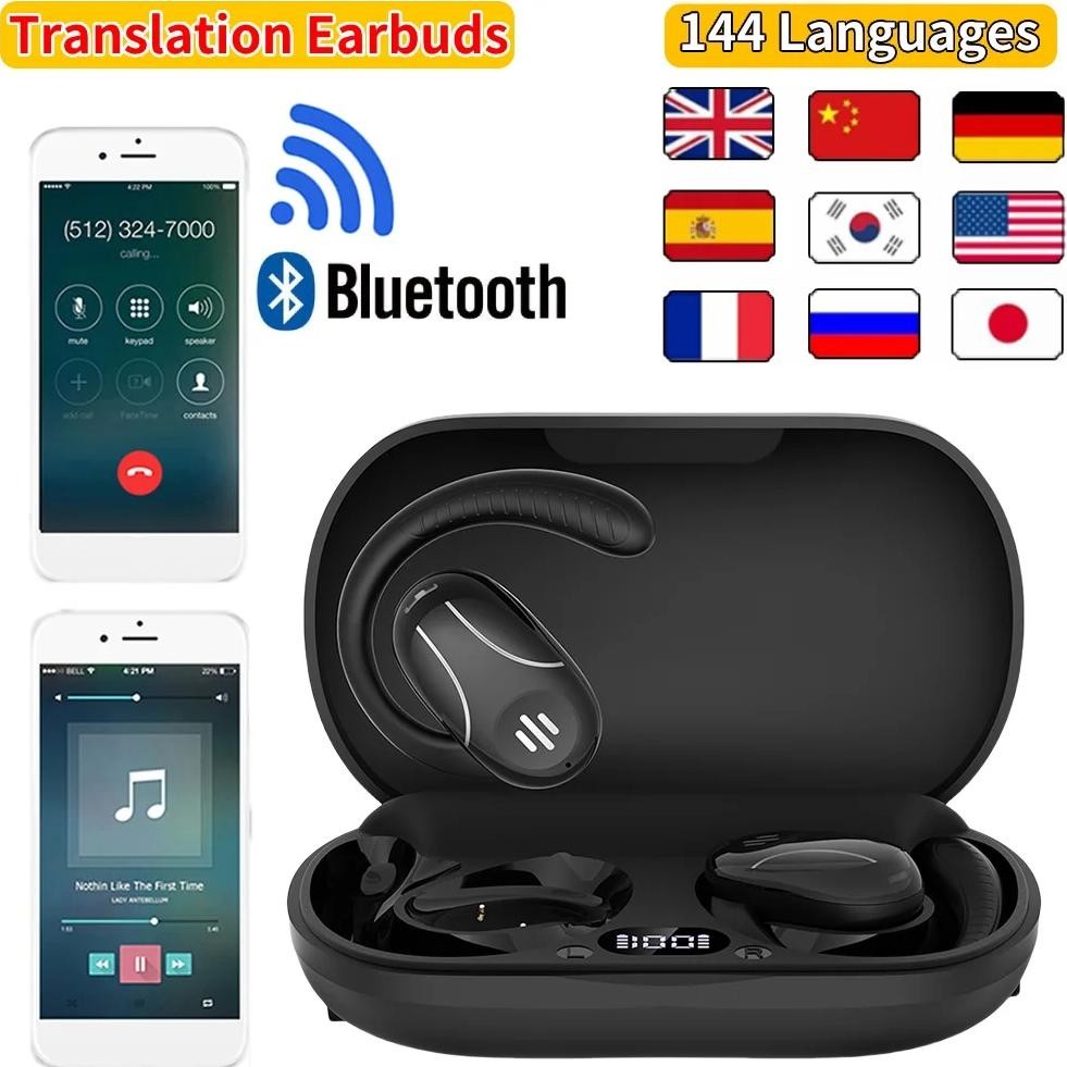 

Wireless Bluetooth Translation Earbuds HIFI Bass ENC Noise Reduction 144 Languages Real Time Ai Translating OWS Open Headphones