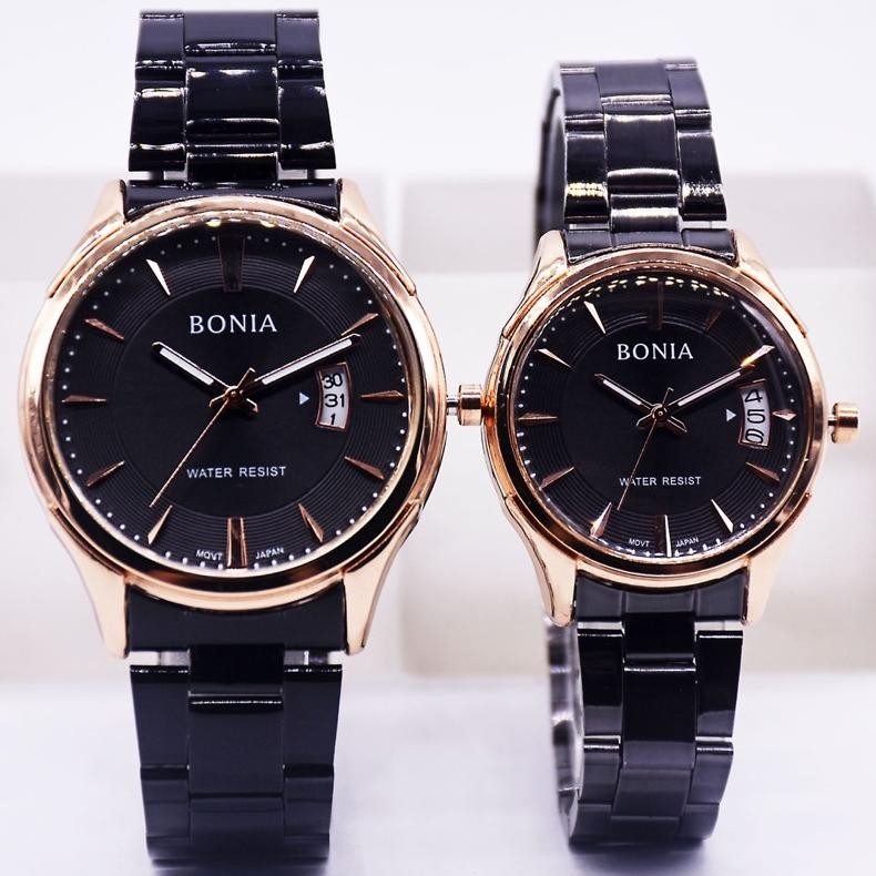Jam Tangan Couple Bonia Rantai Premium Jam Tangan Cewek Cowok Pasangan Mewah Kado Murah Terbaru Mura