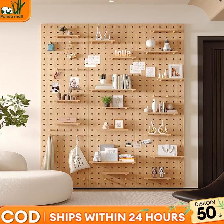 Rak Dinding kayu solid Rak Dinding Minimalis Hiasan Dinding Papan Dinding Berlubang Tempel