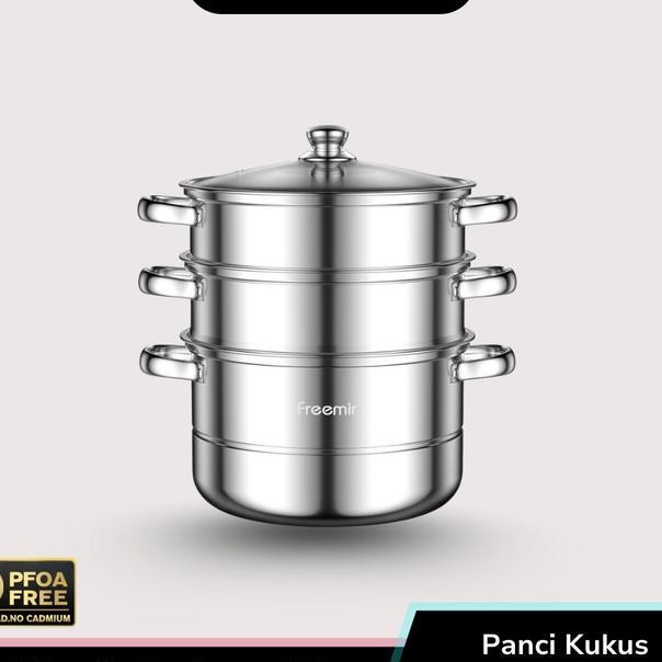 Freemir Panci Kukus Stainless Steel 3 Susun Dandang Steamer Kukusan