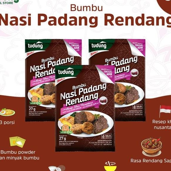 

Tudung Bumbu Nasi Padang Rendang 27Gr Nt Bundling Isi 3