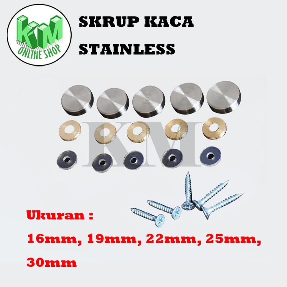 Dop Skrup Kaca Skrup Kayu Tutup Sekrup Stainless Steel 16 19 22 25 30 MM