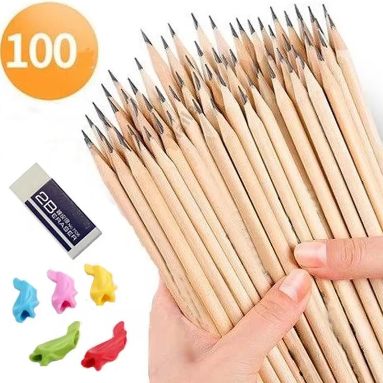 

100/50Pcs/Set Pencil Hb Natural Hexagon Wooden Pencils For Children Painting Drawing Sketch Writing Stationery School Supplies