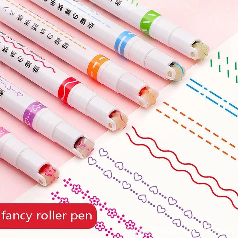 

6 Colors Curve Line Marker Highlighter Pen Outline Pastel Markers Drawing Decoration Manga Markers For Art Drawing Doodling
