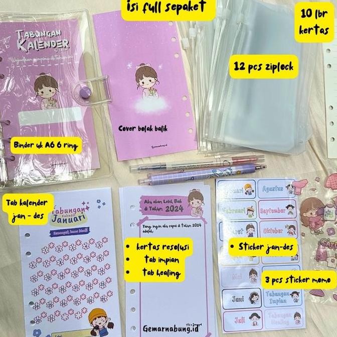 

Paket binder nabung kalender isi 12 ziplock